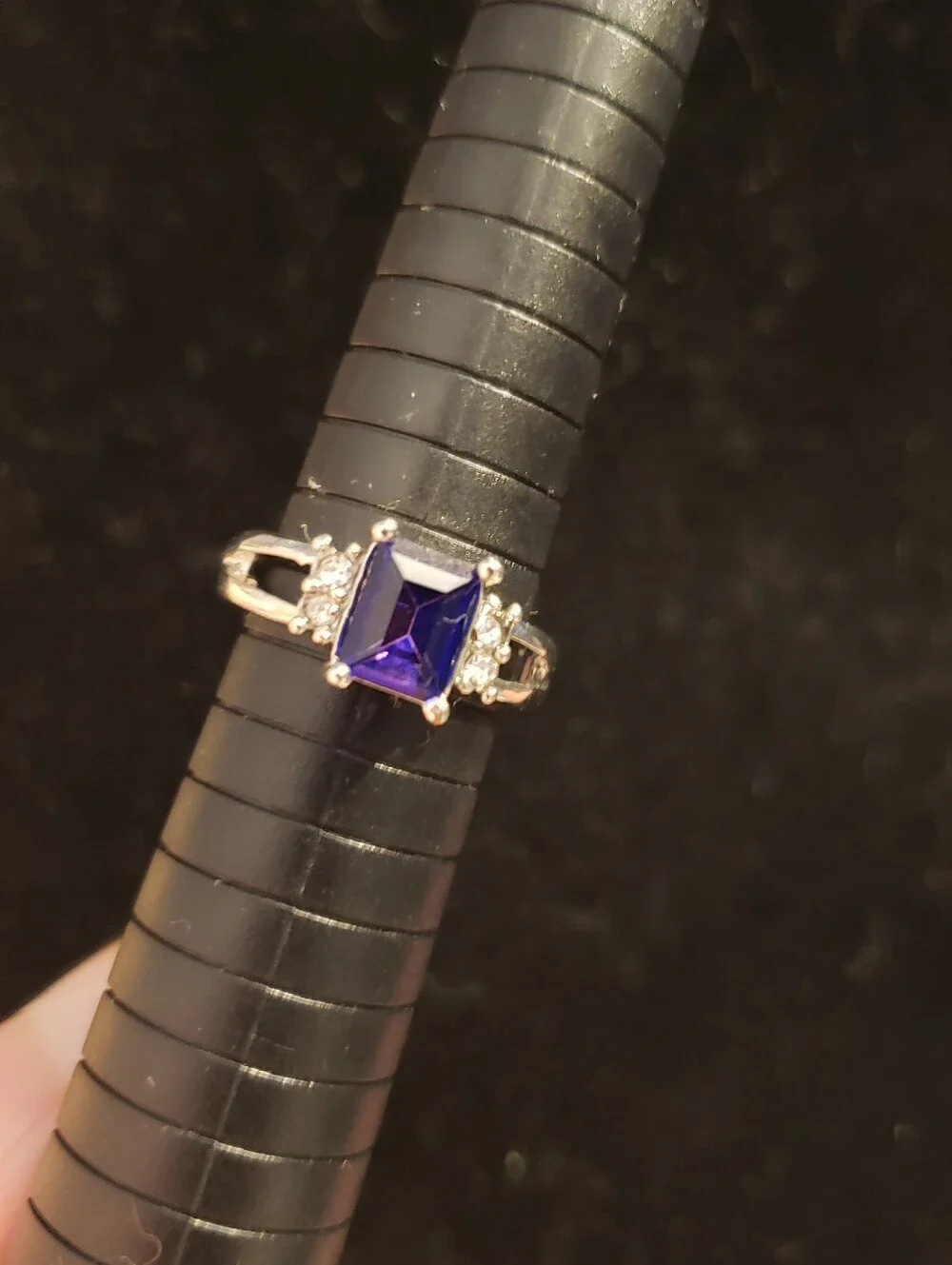 NEW Tanzanite Fashion Ring, Sz 8.5, S.P. Gorgeous Purple Blue Emerald Cut Stone.